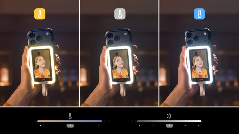 ligghting temperature comparisons of the Insta360 Snap light