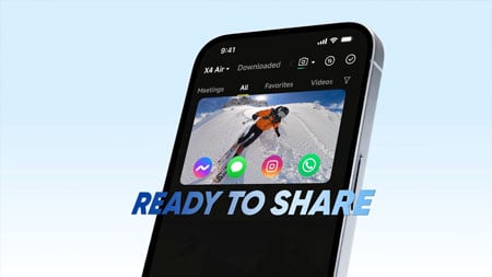 video from the insta 360 camera being shared to other apps