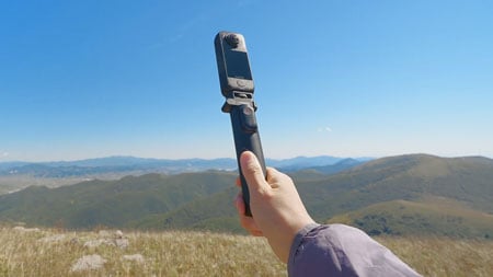 insta 360 camera with foldable selfie stick