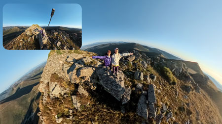 insta 360 camera extended selfie stick