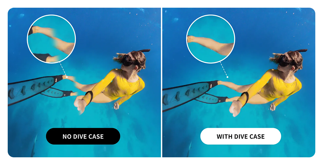 insta360 dive case comparison with and without