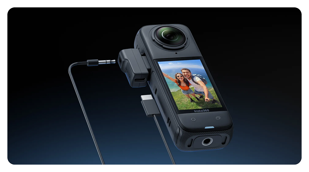 Mic Adapter connected to the insta360 x4