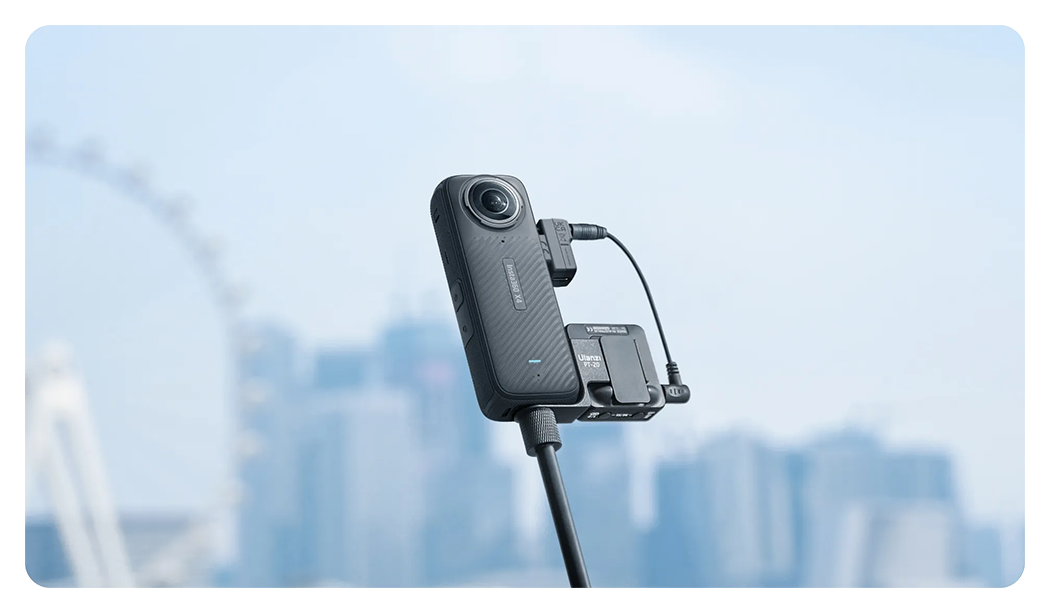 Mic Adapter connected to the insta360 x4