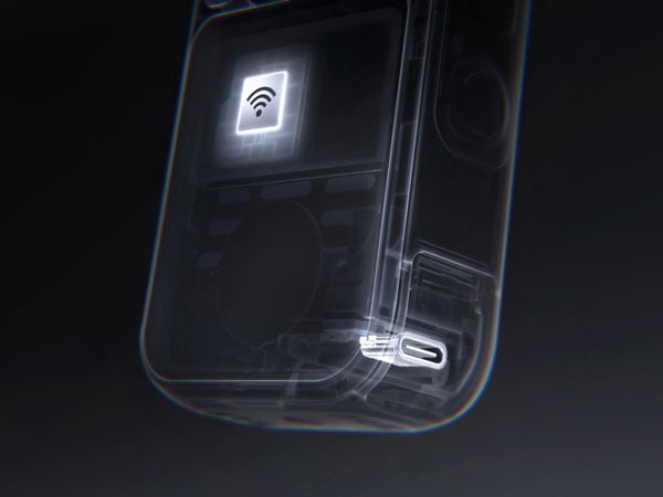 xray image of the insta360 x6 showing the usb port