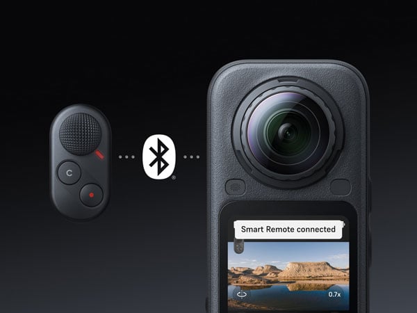 insta360 x6 being connected to a remote via bluetooth