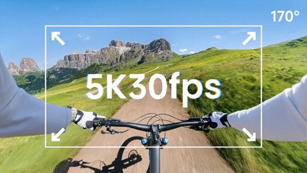 wide lens 5k60fps mode pov shot from a cyclist