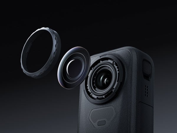 close up of a replacement lens being fitted on the insta360 x6