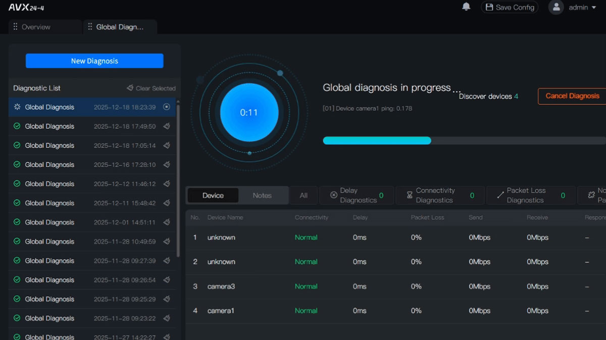 kiloview media hub diagnostics interface