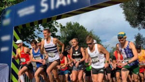 runners crossing a finish line