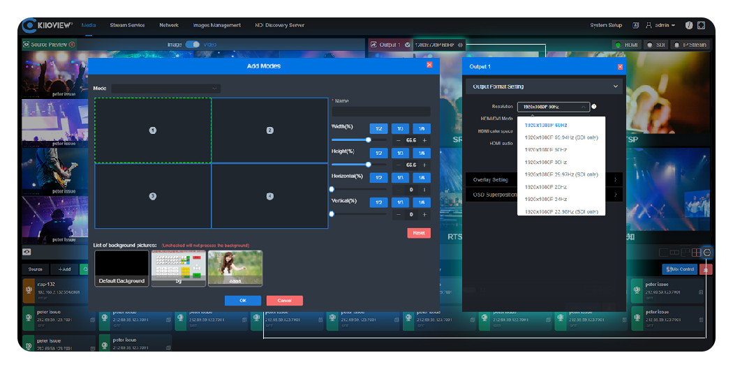 custom layout examples of the kiloview SDI/HDMI Video Decoder