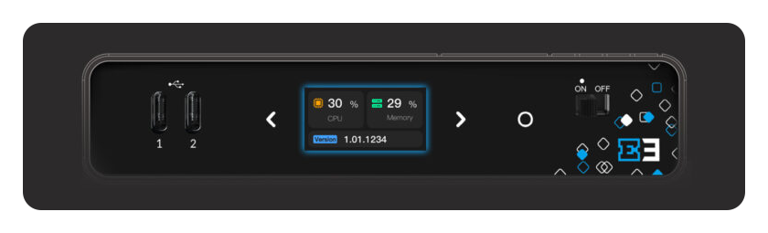 front view of the kiloview e3 hdmi encoder showing the lcd screen