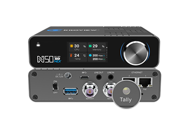 two Kiloview N50 units stacked with Tally light LED highlighted