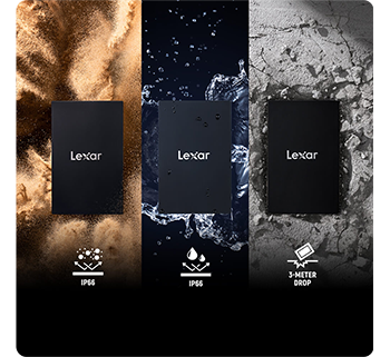 Lexar Armor 700 SSD on stone,sand and water splash background images