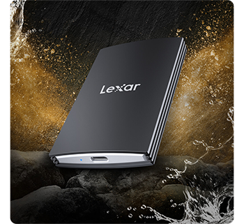 Lexar Armor 700 SSD on stone,sand and water splash background image