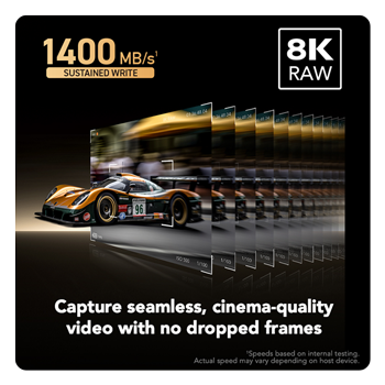 race car coming out of frames with the cfexpress type a card specs