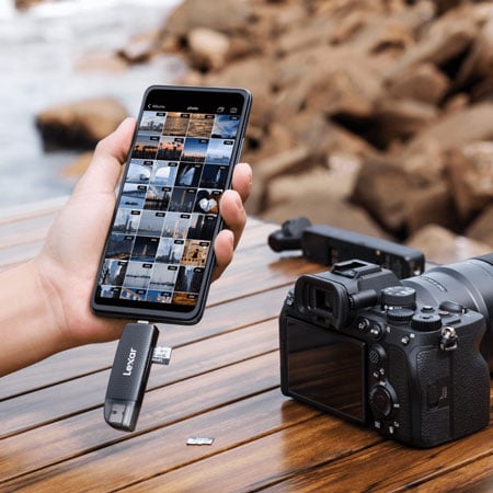 microsdxc card connected to a phone