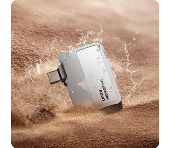 Lexar Professional Go Portable SSD bouncing in sand and splashed with water