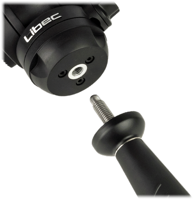 close up of the libec tripod dualhead mechanism
