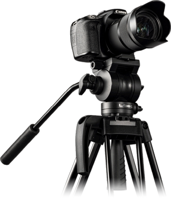 canon camera attached to the libec tripod system