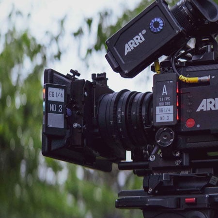 Light Widow Filter Reading System attached and in use on the ARRI camera
