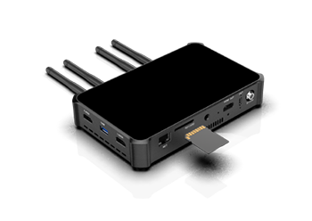 sd card being inserted into the video camera monitor
