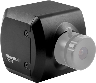 amgled view of the Marshall CV366 Compact Genlock Camera