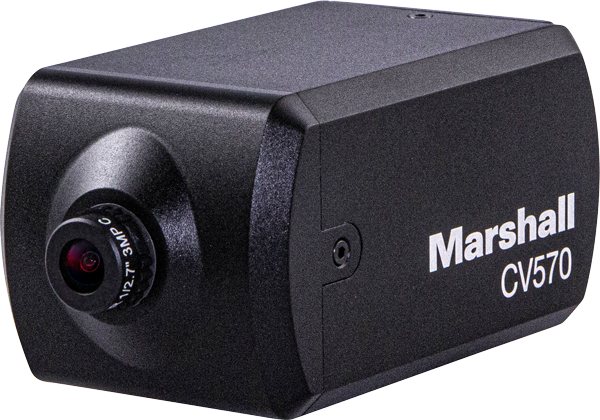 angled view of the Marshall CV570 Miniature UHD Camera