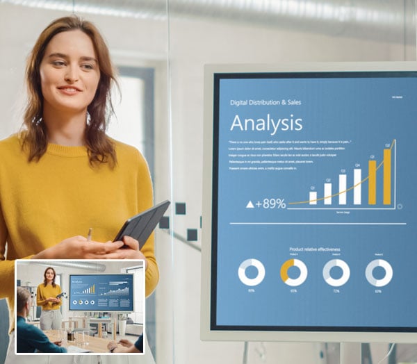 interface of a woman giving a presentation using the ptz camera