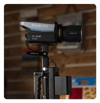 nanlite fc 120b with battery attached