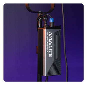 close up of the nanlite fc 500c power supply