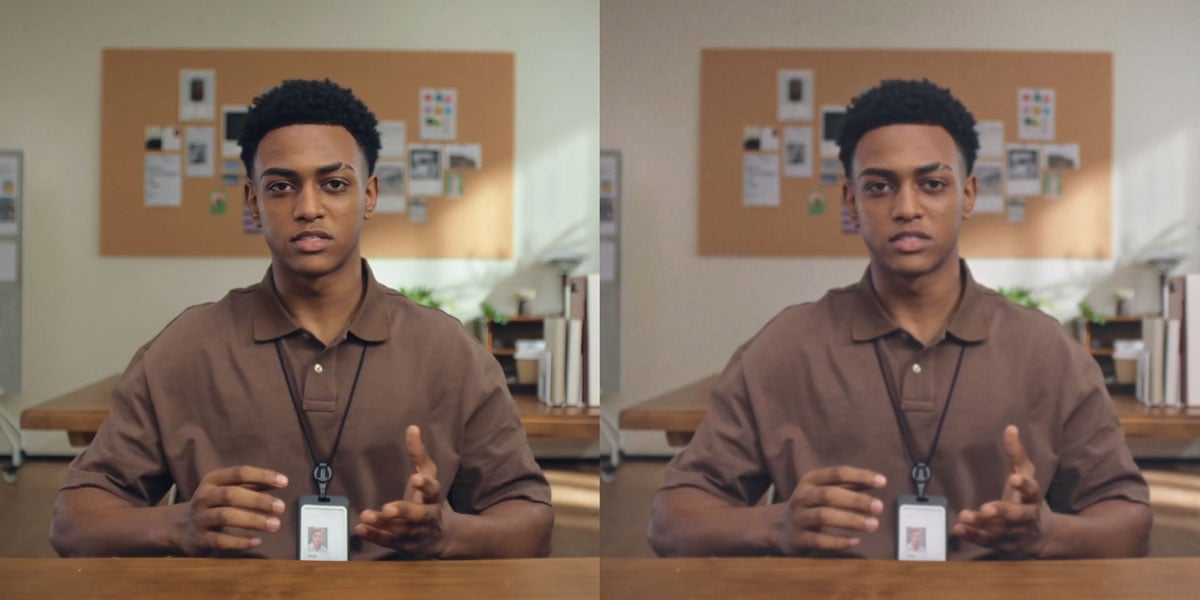 side by side comparison of someone in a video call using the obsbot meet flip compared with other webcams