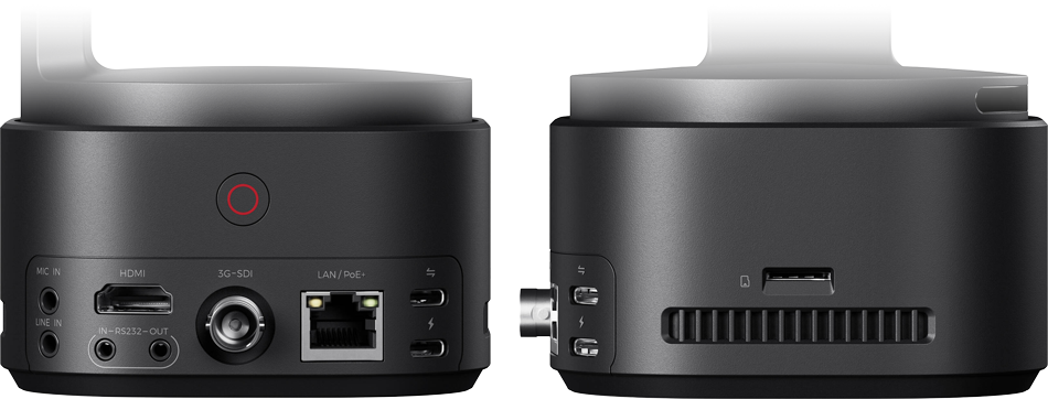 side by example showing the ports on the obsbot ptz camera