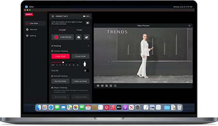 macbook showing the obsbot WebUI Console