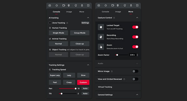 virtual production smart ai settings interface