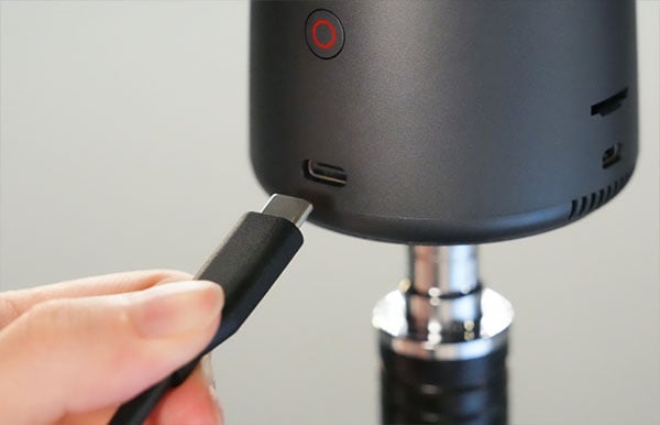 usb-c cablee being connected to the ptz camera