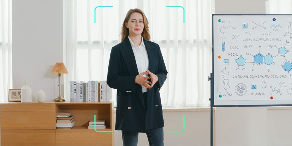 obsbot tiny se upper body tracking example of a woman in an office