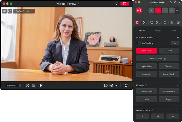 obsbot center interface
