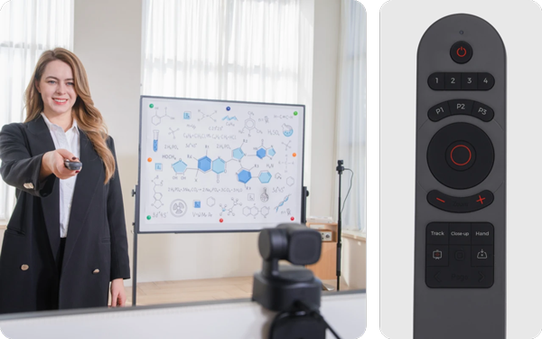 someone using the obsbot tiny smart remote 2