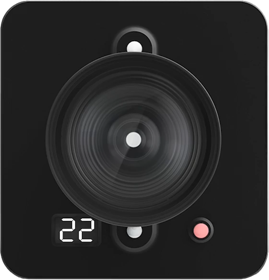 front view of the optitrack camera showing the led indicator changing colour