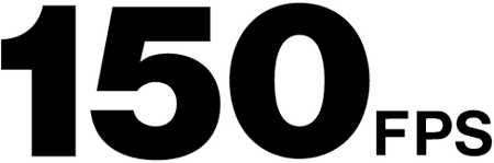 150fps in black text