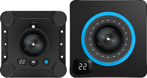 versaX 3d camera with and without the ring light showing LED indictators