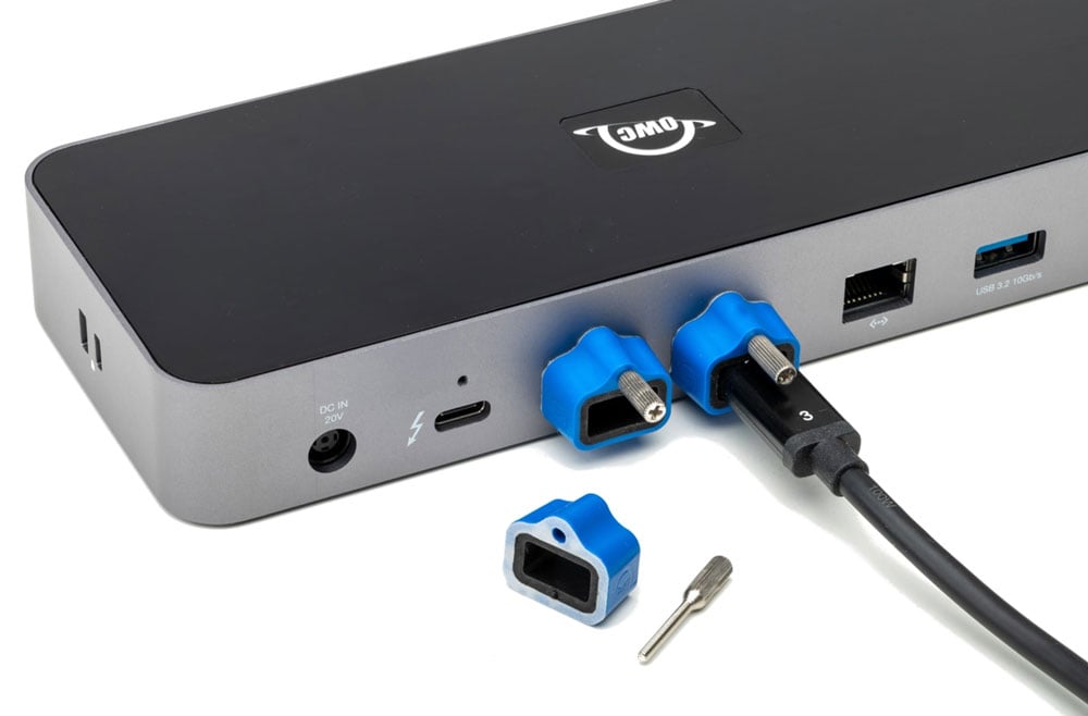 thunderbolt dock with cable stabilizers