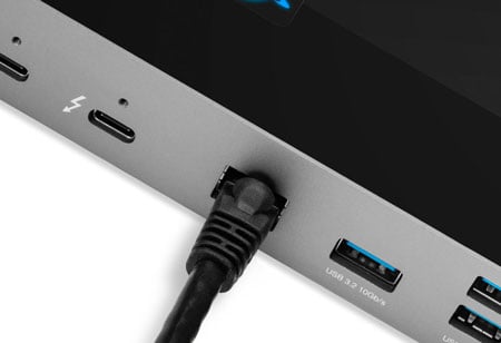 ethernet cable connected to the thunderbolt dock