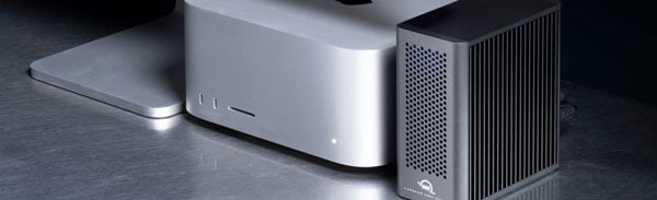Mac Studio and the owc external ssd enclosure on desk