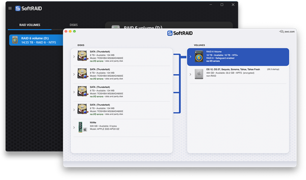 SoftRAID software interface