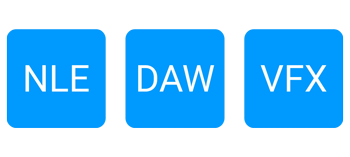 Blue squares with NLE + DAW + VFX 