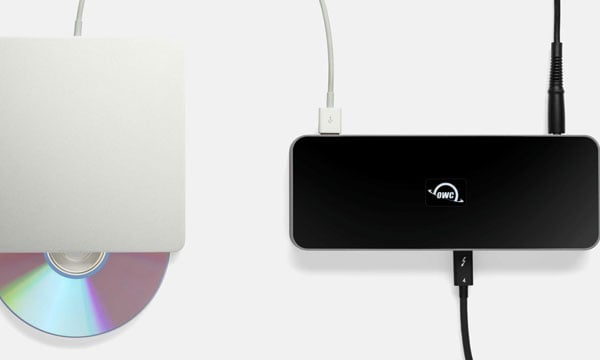 Apple SuperDrive connected to the Thunderbolt 5 dock