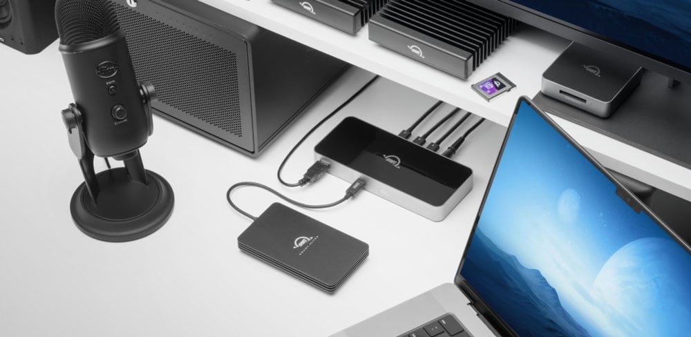 owc thunderbolt hub on a desk
