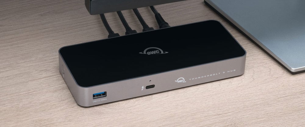 owc thunderbolt hub on a desk