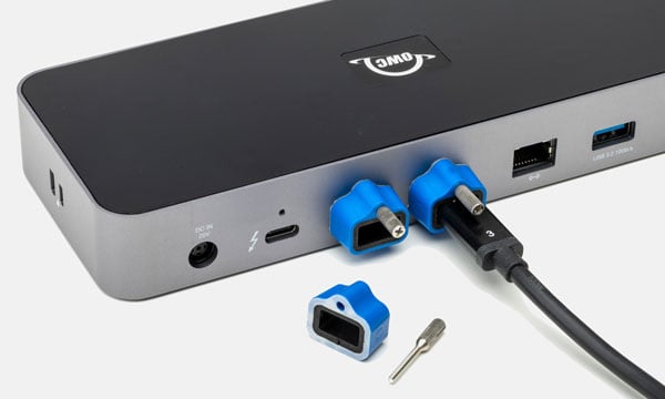 OWC ClingOn custom cable stabilizers near an owc dock
